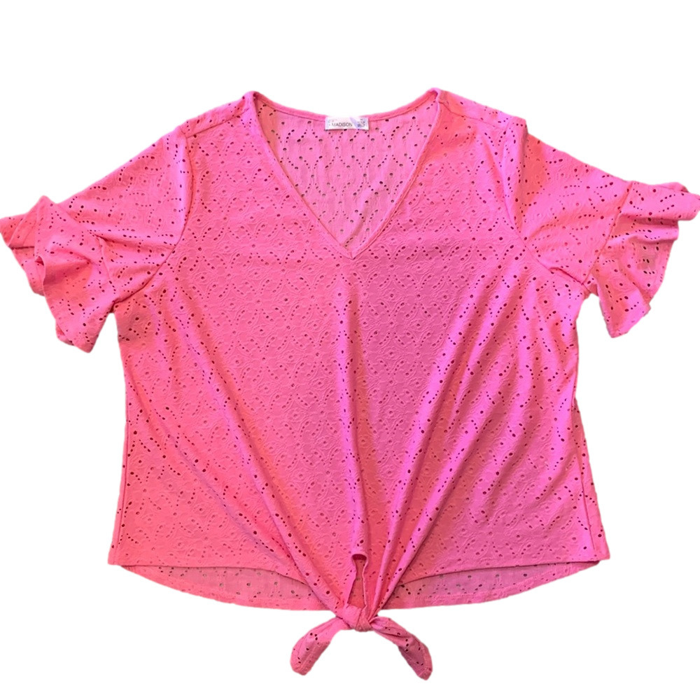89th & Madison NWT Eyelet Blouse 1X Perfect Fashion Pink